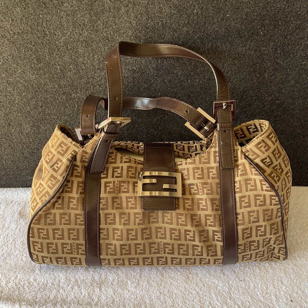 Authentic Fendi Brown Zucchino Tote